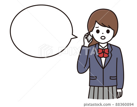 學生女性智能手機通話尷尬講話泡泡 學生女性智能手機通話尷尬講話泡泡 88360894
