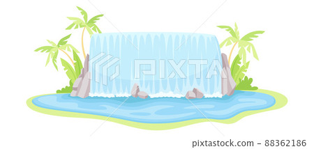 Waterfall with Flowing Water Over Vertical Drop Vector Illustration Waterfall with Flowing Water Over Vertical Drop Vector Illustration 88362186