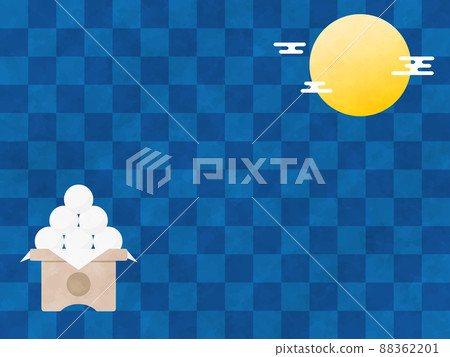 Background of the full moon, horizontal position, blue watercolor style 88362201