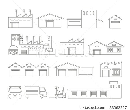 Manufacturing factory building set 88362227