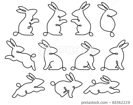 Rabbit line art set 88362229