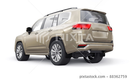 beige large family seven-seater premium SUV on a white isolated background. 3d illustration. beige large family seven-seater premium SUV on a white isolated background. 3d illustration. 88362759