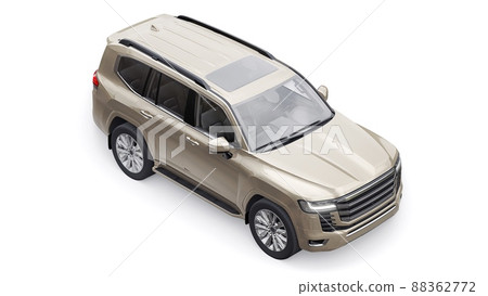 beige large family seven-seater premium SUV on a white isolated background. 3d illustration. beige large family seven-seater premium SUV on a white isolated background. 3d illustration. 88362772