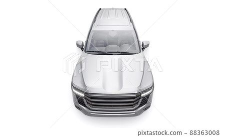 White large family seven-seater premium SUV on a white isolated background. 3d illustration. 88363008