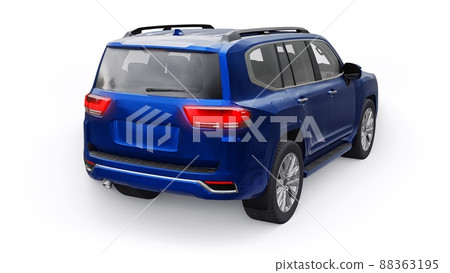 Blue large family seven-seater premium SUV on a white isolated background. 3d illustration. 88363195