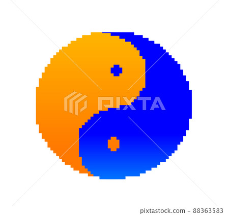 像素藝術太極圖（藍色和黃色） 88363583