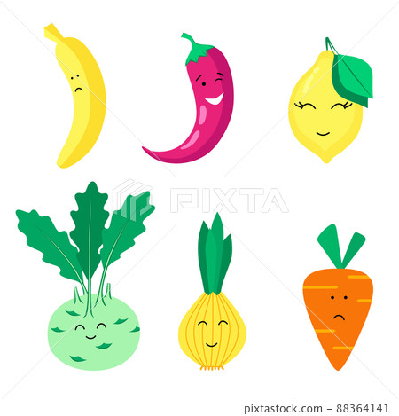 Set of organic fruits, vegetables and berries. 88364141