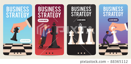 Set black and white chess pieces with business people. Business strategy - chess game. 88365112