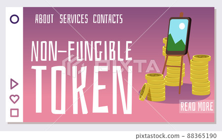 Non-fungible token NFT crypto technology for website flat vector illustration. Non-fungible token NFT crypto technology for website flat vector illustration. 88365190