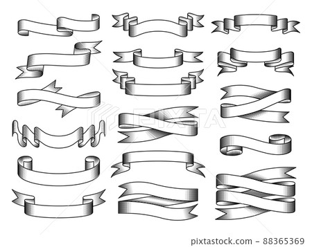 Engraved ribbons. Vintage tape templates for design labels recent vector old sketched banners 88365369