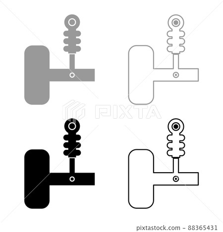 Automotive suspension shock absorber air spring car auto part set icon grey black color vector illustration image solid fill outline contour line thin flat style Automotive suspension shock absorber air spring car auto part set icon grey black color vector illustration image solid fill outline contour line thin flat style 88365431