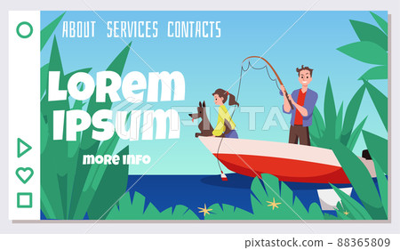 Website or landing page family holidays on water, flat vector illustration. Website or landing page family holidays on water, flat vector illustration. 88365809