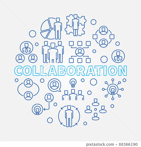 Collaboration vector round illustration in...-插圖素材 [88366190] - PIXTA圖庫