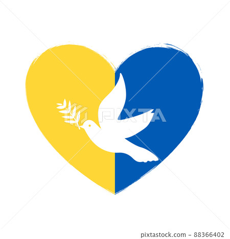 Pray for Ukraine flag peace dove vector design. Ukraine flag peace logo country no war protest 88366402