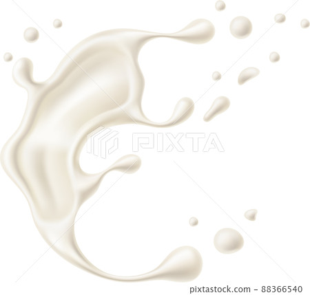 Milk droplet swirl. Realistic cream yogurt splash 88366540