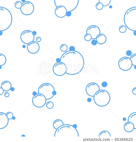 Bubbles seamless pattern. Simple soap balls. Blue outline icons. Fizzy soda water symbols. Foam signs. Repeated print with boiling or shampoo spheres. Laundry froth. Vector background 88366620