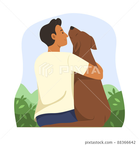 Man Hugging a Dog. Man Hugging a Dog. 88366642