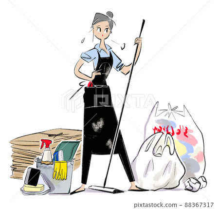 一個女人打掃的插圖 88367317