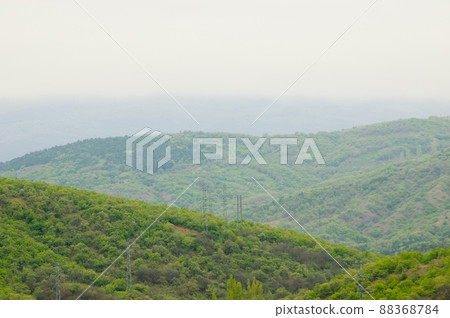 An inspiring scenic summer field landscape. Crimean mountains. Crimean peninsula. The peninsula was annexed to the Russian Federation. Ukraine. 88368784