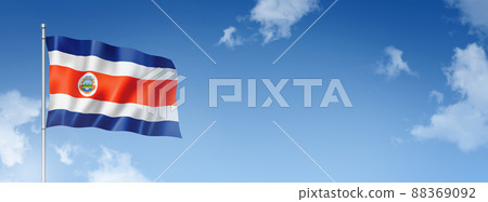 Costa Rican flag isolated on a blue sky. Horizontal banner 88369092
