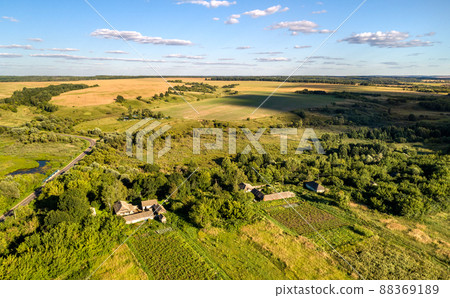 Landscape of the Central Russian Upland. Turayevka village, Kursk region, near the Russia - Ukraine border 88369189