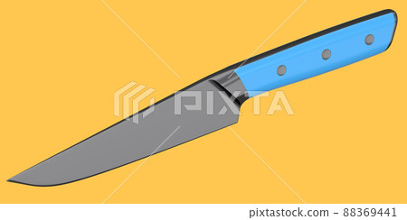 Chef's kitchen knife with a wooden handle isolated on orange background. Chef's kitchen knife with a wooden handle isolated on orange background. 88369441