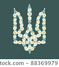 Trident made with flowers. Ukraine. Vector illustration 88369979