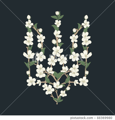Trident is made with flowers. Ukraine. Vector illustration Trident is made with flowers. Ukraine. Vector illustration 88369980