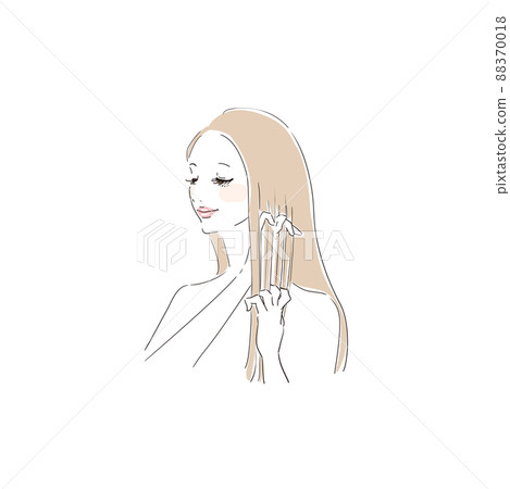 漂亮的女人用手梳修剪頭髮 漂亮的女人用手梳修剪頭髮 88370018