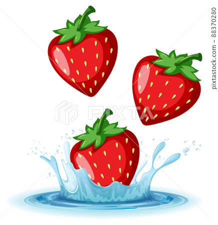 A water splash with strawberry on white background A water splash with strawberry on white background 88370280