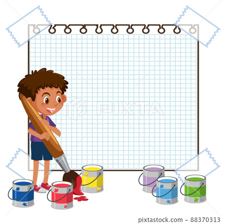 Empty board template with children cartoon character Empty board template with children cartoon character 88370313