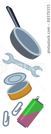 Metal trash icon. Package and tool for waste recycling Metal trash icon. Package and tool for waste recycling 88370355