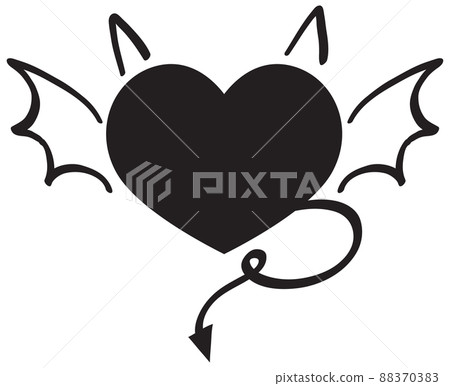 Black devil heart in doodle style 88370383