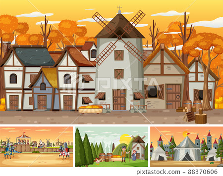 Set of different scene medieval Set of different scene medieval 88370606