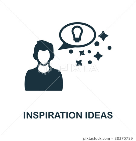 Inspiration Ideas icon. Monochrome simple Inspiration Ideas icon for templates, web design and infographics 88370759
