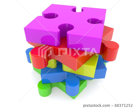 Puzzles pieces on top of each other on white 88371252