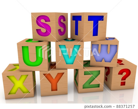 Letters on wooden toy blocks 88371257
