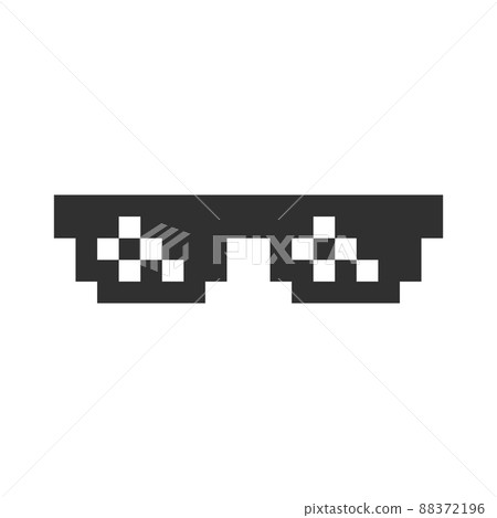 Black simple pixel sun glasses vector icon Black simple pixel sun glasses vector icon 88372196