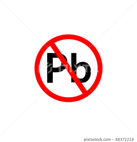 No Plumbum Pb icon. No lead red prohibited sign.-插圖素材 [88372218] - PIXTA圖庫