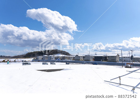 Residential land development in the suburbs in winter 88372542