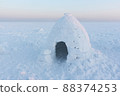 igloo on the snow  at sunset,  Novosibirsk, Russia 88374253