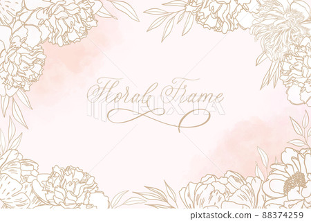 Beautiful floral frame background with soft flower and watercolor stain. 88374259