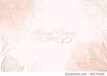 Beautiful floral frame background with soft flower and watercolor stain. 88374260