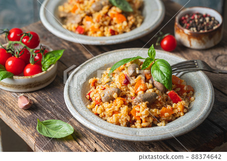 Bulgur with chicken hearts Bulgur with chicken hearts 88374642