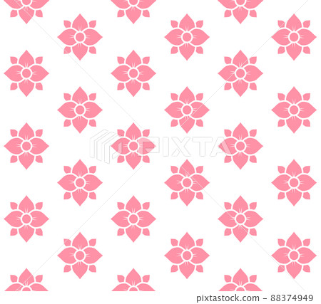 Vector seamless pattern of pink flat lotus flower Vector seamless pattern of pink flat lotus flower 88374949