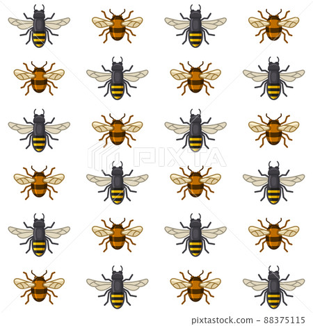 Bee and Wasp Seamless Pattern on White Background. Vector Bee and Wasp Seamless Pattern on White Background. Vector 88375115