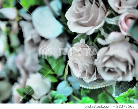 Artificial flowers displayed at a cafe in Mihama, Chatan Town, Okinawa Prefecture 88375563