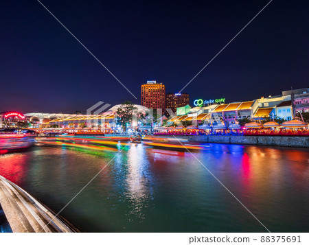 Singapore Clarke Quay night view Singapore Clarke Quay night view 88375691