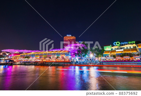 Singapore Clarke Quay night view Singapore Clarke Quay night view 88375692