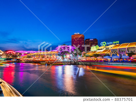 Singapore Clarke Quay night view Singapore Clarke Quay night view 88375701